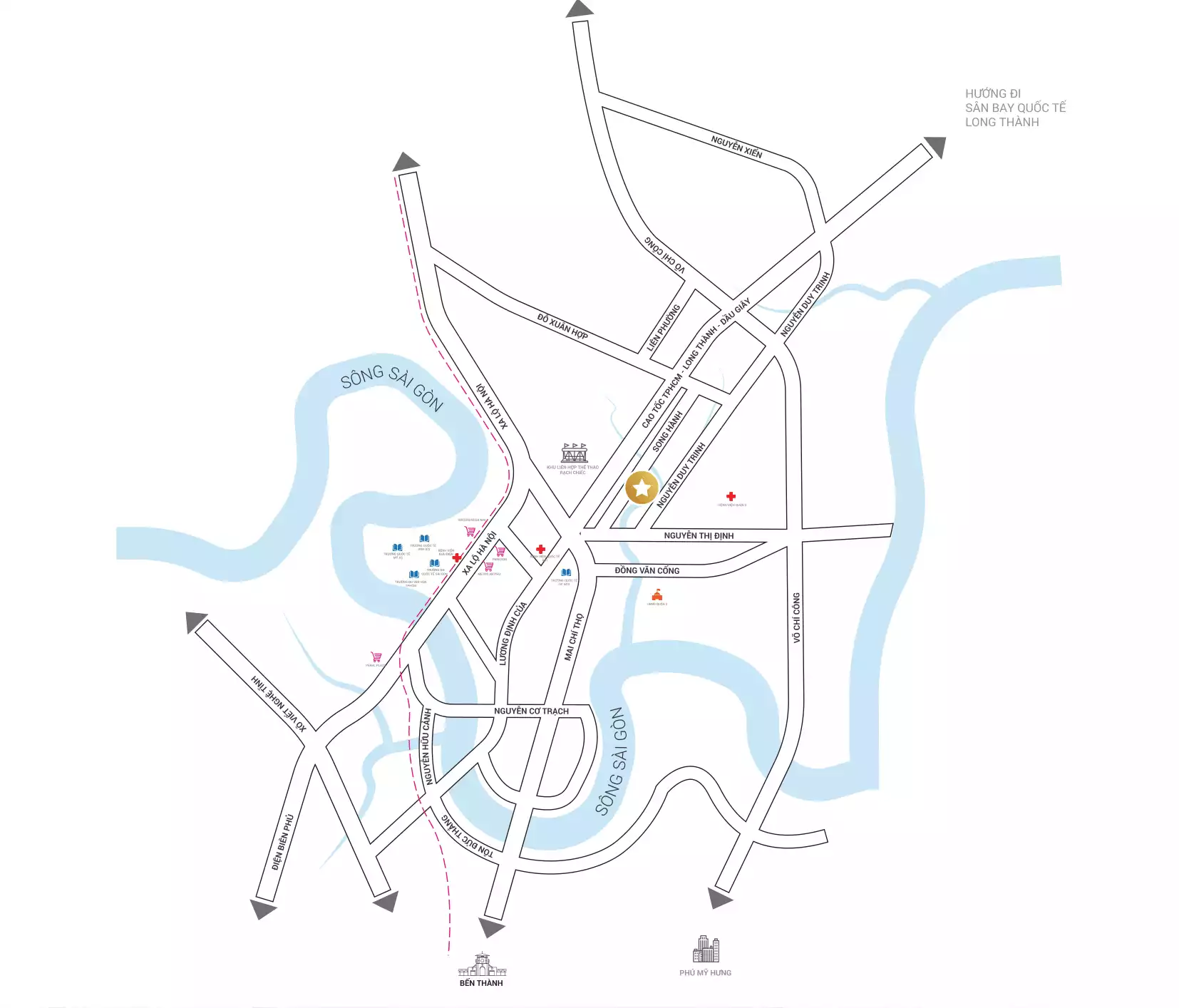 Bản đồ vị trí dự án Senturia An Phú và các kết nối giao thông