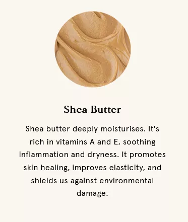 Ingredient – Shea Butter – card: deeply moisturises, rich in vitamins A and E