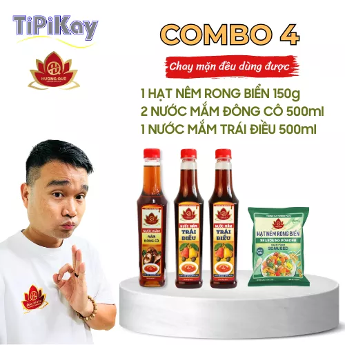 Product image - [Combo 4 món] 2 Nước Mắm Trái Điều 500ml + 1 Nước Mắm Đông Cô 500ml + Hạt Nêm Rong Biển 150g
