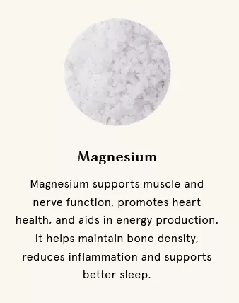 Ingredient – Magnesium – card: supports muscle and nerve function and better sleep