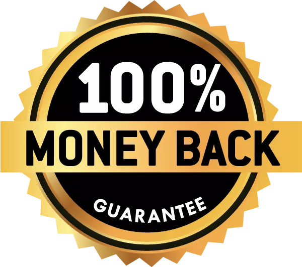 Guarantee Badge – gold 100% Money Back Guarantee seal