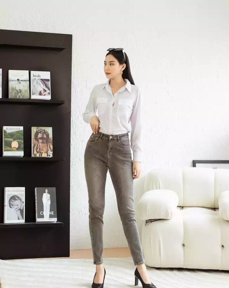 Quần Jean Skinny màu xám chuột