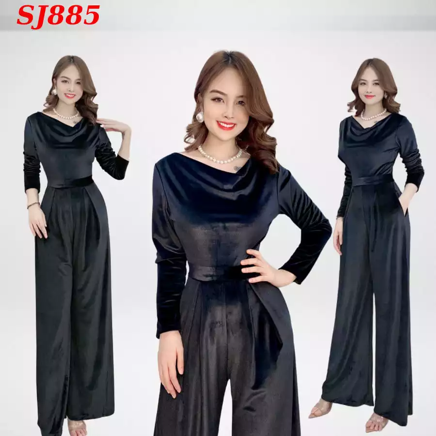 Jumpsuit thiết kế cổ đỗ sang trọng