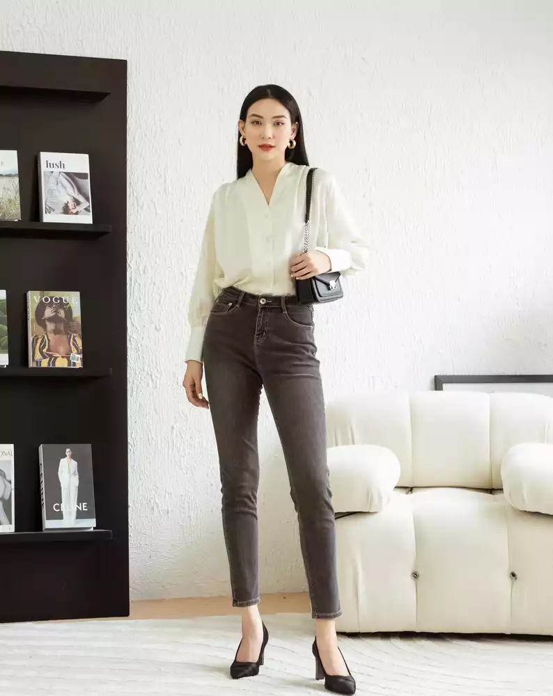 Quần Jean Skinny màu xám chuột