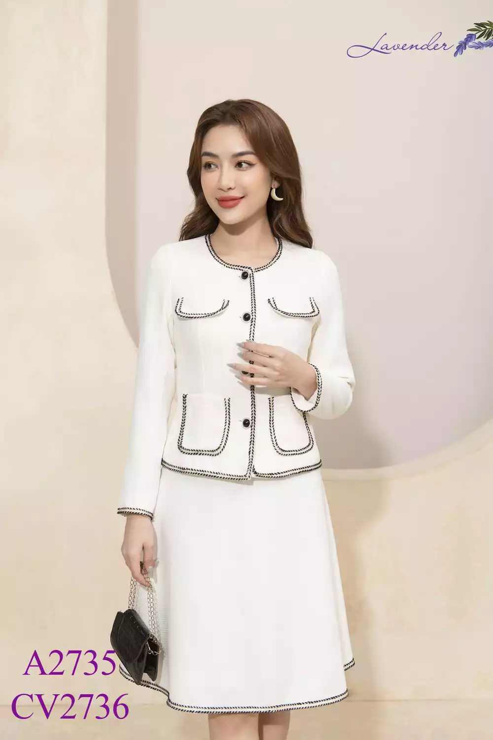 Váy Dạ tweed trắng cúc đồng Chất đẹp  December Fashion  Lazadavn