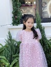 Đầm váy công chúa cho bé gái 40kg Anniebaby váy babydoll in hoa nhí size đại chất tơ hàn Quần áo trẻ em VA23045