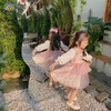 Váy đầm công chúa bé gái Magickids dáng xòe tay phồng chất voan cao cấp thêu hoa mặc sự kiện, Tết VA22001