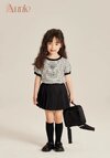 Áo thun bé gái ngắn tay size đại 40kg Anniebaby áo phông trẻ em từ 13-40kg chất cotton mềm mịn đi học đi chơi AO24020