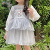Váy đầm công chúa bé gái Magickids dáng xòe tay phồng chất voan cao cấp thêu hoa mặc sự kiện, Tết VA22001