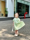 Váy đầm bé gái hoa nhí Anniebaby chất thô đũi size 12-27kg dáng babydoll phối viền ren Quần áo trẻ em VA23036