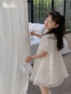 Váy đầm công chúa bé gái từ 10 đến 40kg  Anniebaby váy ren tay bồng thêu hoa nhí cho bé mặc đi tiệc đi chơi VA24001