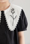 Váy bé gái size đại 40kg Anniebaby váy đen cổ thuyền thuê hoa hồng kiểu dáng basic chất liệu thô hàn mềm mịn VA23062