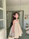 Đầm váy 2 dây bé gái mùa hè Anniebaby váy đũi hoa nhí chun ngực cho bé 13 đến 41kg Quần áo trẻ em VA23057