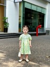 Váy đầm bé gái hoa nhí Anniebaby chất thô đũi size 12-27kg dáng babydoll phối viền ren Quần áo trẻ em VA23036