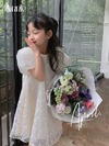 Váy đầm công chúa bé gái từ 10 đến 40kg  Anniebaby váy ren tay bồng thêu hoa nhí cho bé mặc đi tiệc đi chơi VA24001