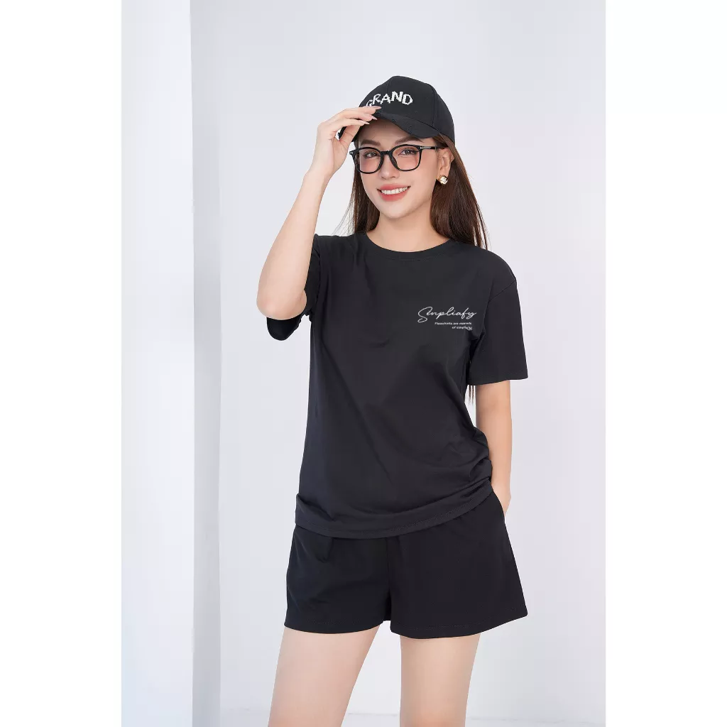Áo thun cotton mềm mịn form rộng quần short mặc nhà