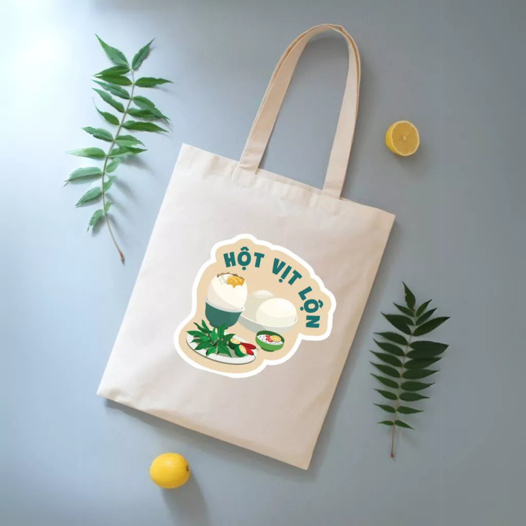 Túi Tote BST Ẩm thực đường phố Việt Nam - Túi vải canvas có túi phụ và khoá  kéo đựng vừa A4 (33x37cm) - TOTE22 | LOZA