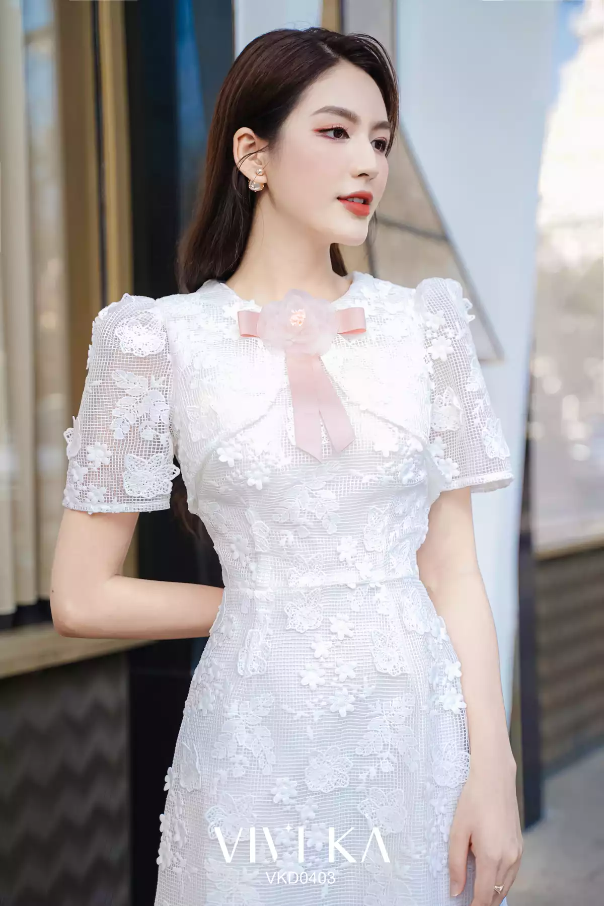 Đầm nữ thiết kế Hong Vic ren thêu hoa đào DL502 - Tìm Voucher