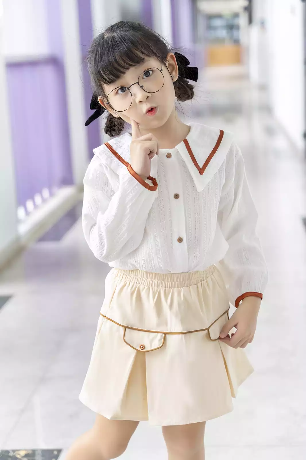 Áo đi học cổ ốp dây viền