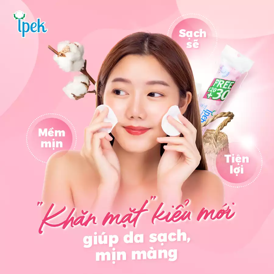 Bông tẩy trang Ipek siêu mềm mịn Cotton Pads 100+30 miếng