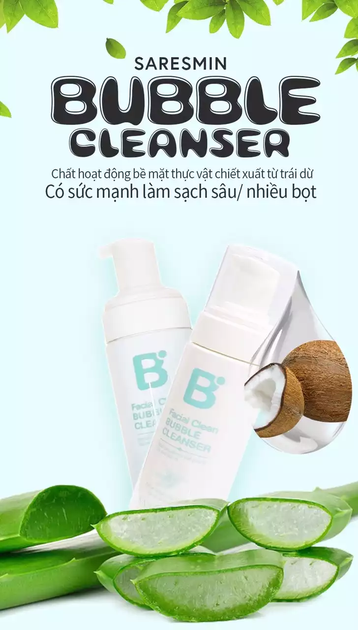 Sữa rửa mặt dạng bọt cho da nhạy cảm Saresmin Facial Clean Bubble Cleanser 150ml