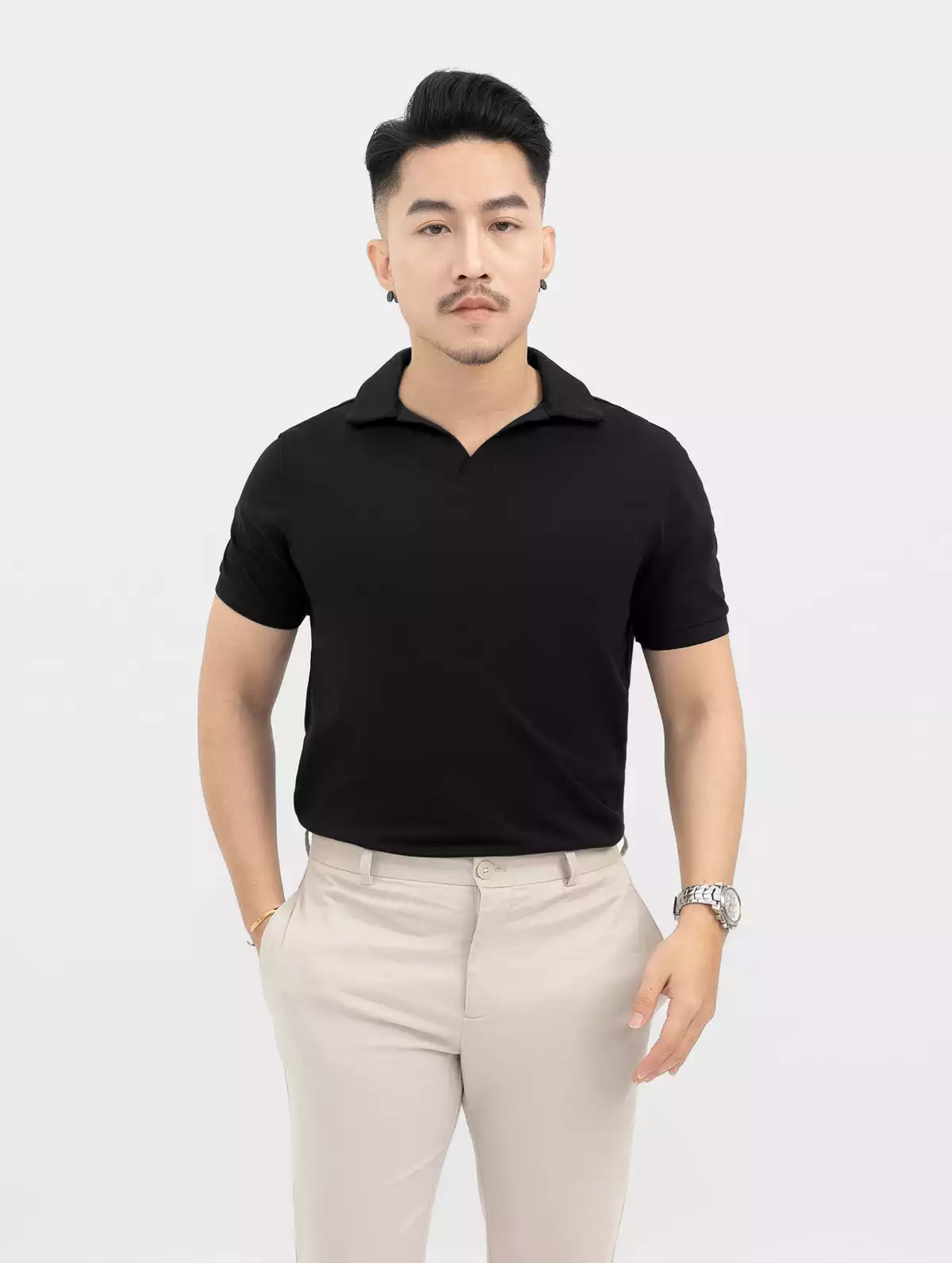 Áo Polo Nam Basic Vee vải CVC phom Regular Fit