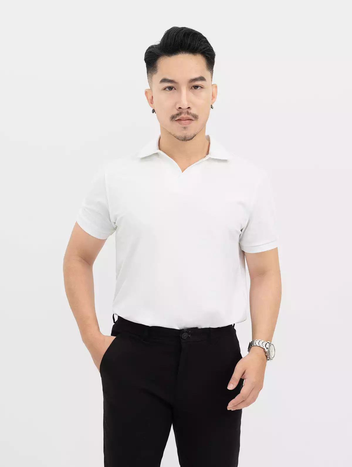 Áo Polo Nam Basic Vee vải CVC phom Regular Fit