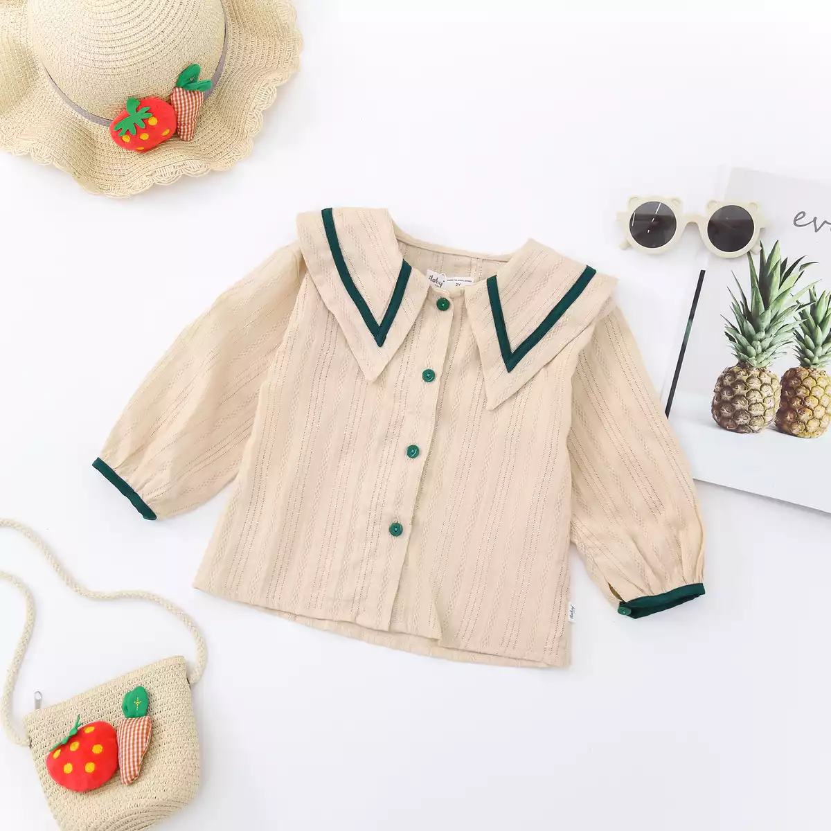 Áo đi học cổ ốp dây viền