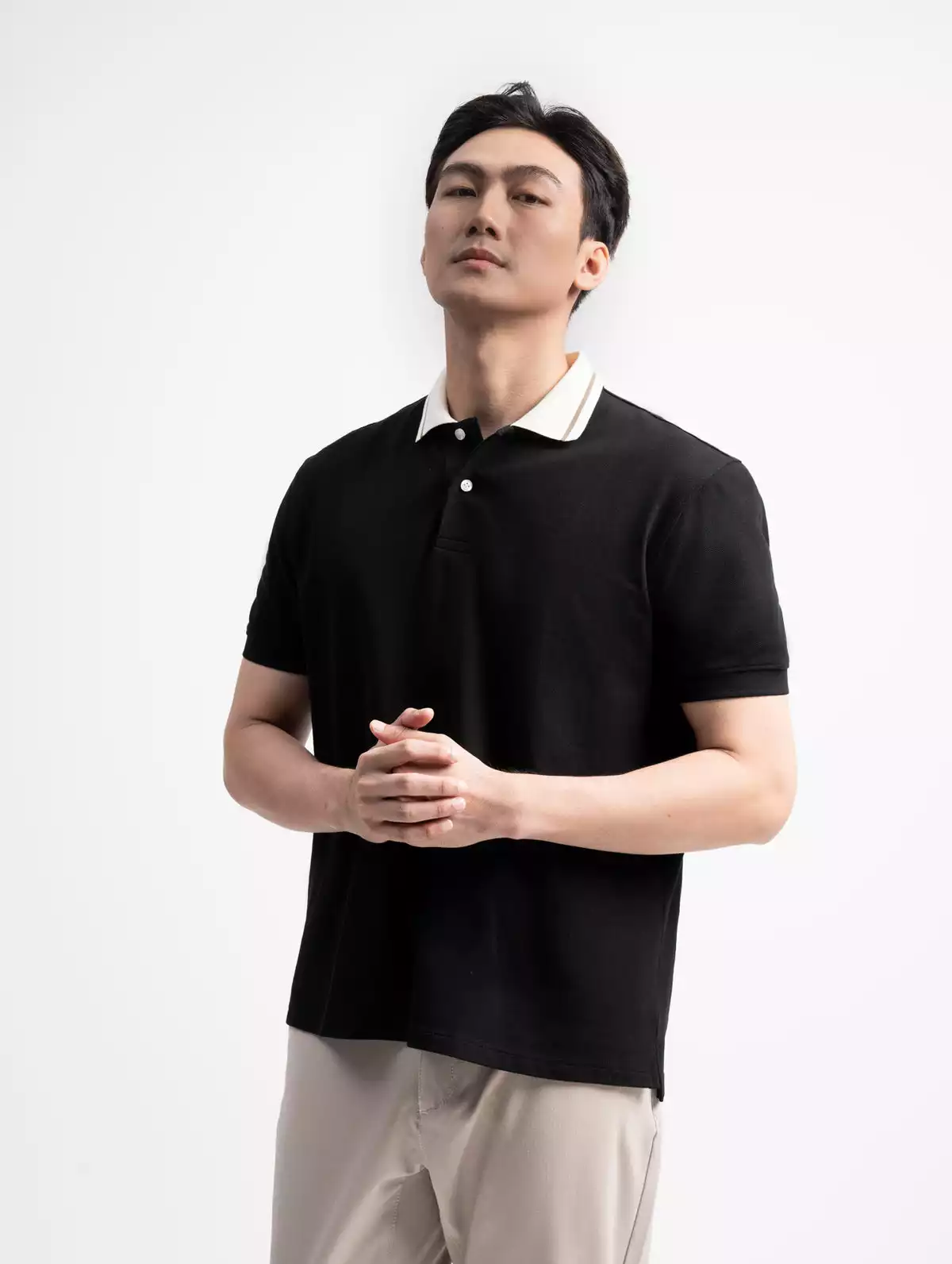 Áo Polo Nam Ugo Màu Đen vải Uni phom Regular Fit