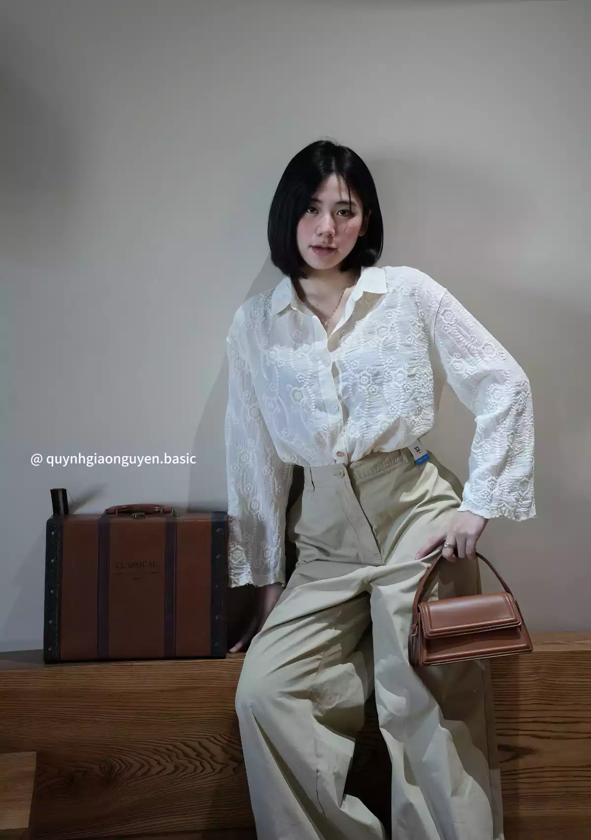 Áo sơmi ren ( KEM ) SALE_2