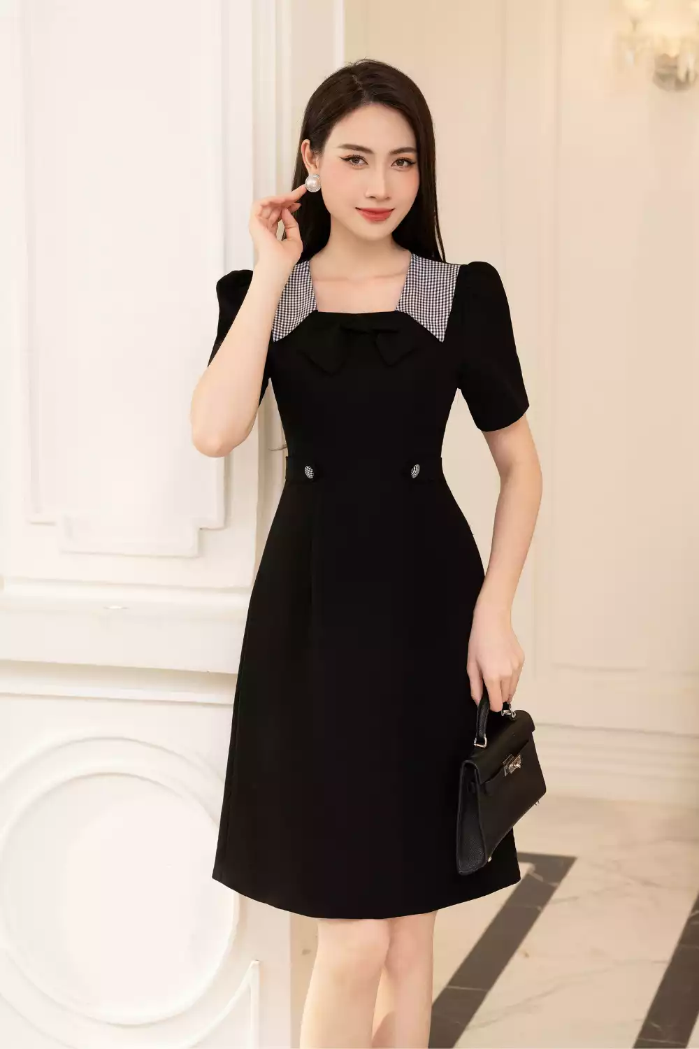 Đầm hở vai phối màu đen trắng thời trang cao cấp cho nữ - Đầm, váy nữ |  ThờiTrangNữ.vn
