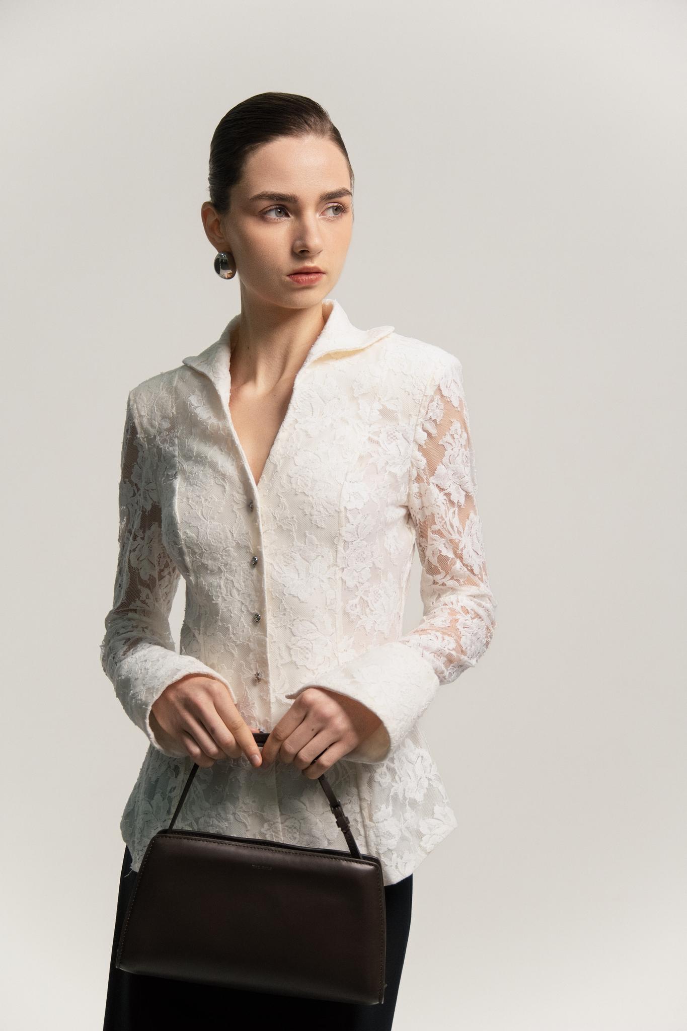 Long-sleeve lace shirt — view 1