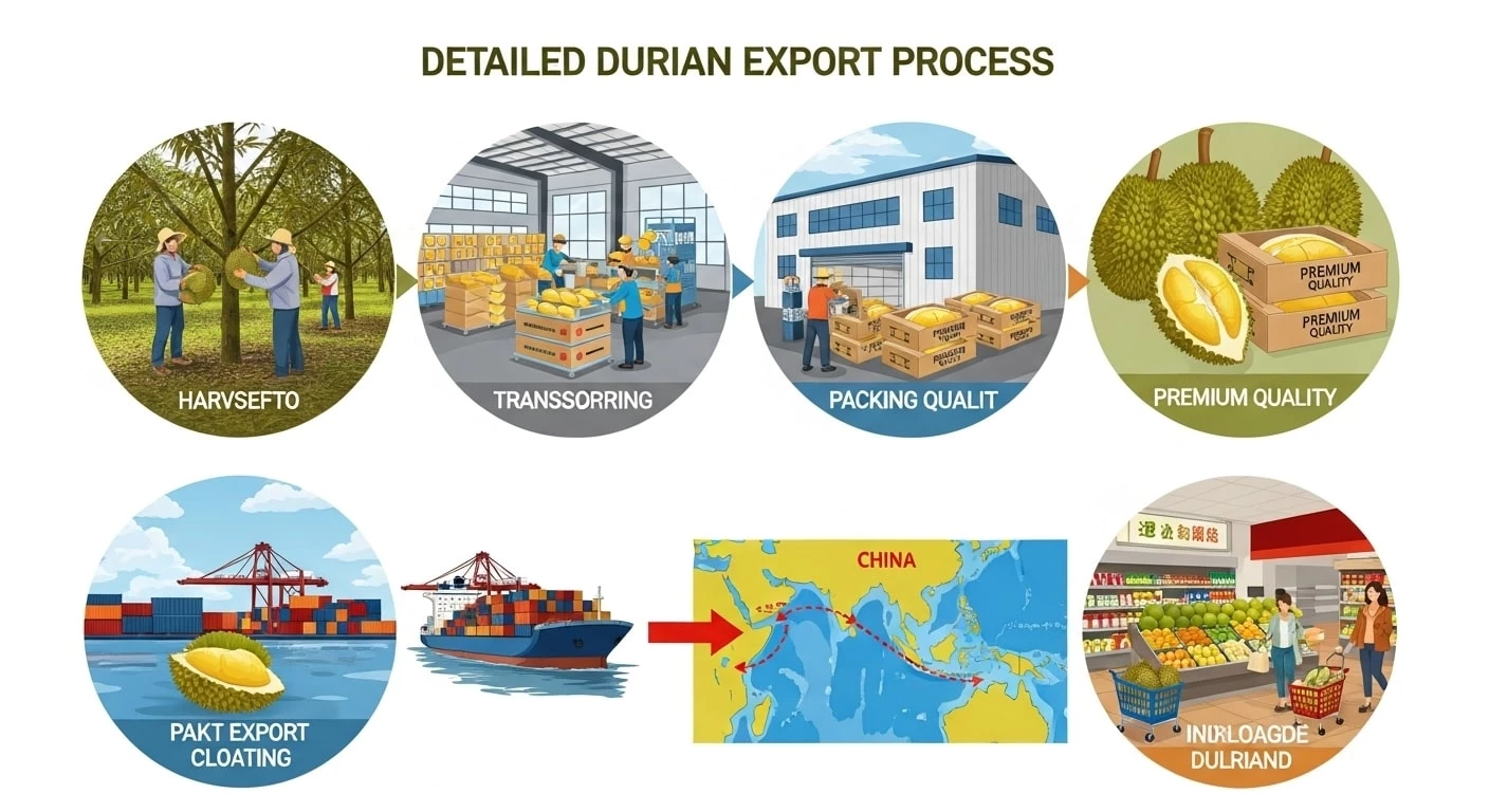 quy trình xuất khẩu sầu riêng sang Trung Quốc