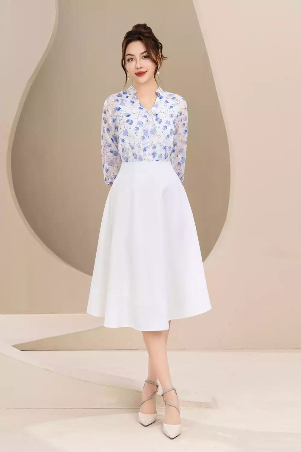 Chân váy trắng dáng xòe CV02-39 | Thời trang công sở K&K Fashion