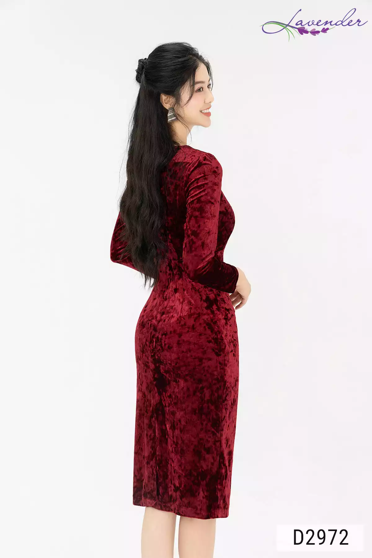 Váy dạ hội nhung thiết kế cúp ngực hở lưng tôn dáng - D573 - AloraShop21
