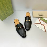 Giày sục Gucci black Leather Horsebit Slipper