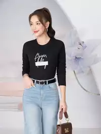 Áo thun nữ dài tay in chữ Begin Today