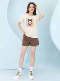 Áo phông nữ phom rộng in hình gấu