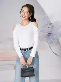 Áo thun ôm dài tay khoét vai