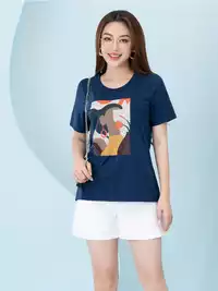 Áo phông nữ phom rộng in hình 7 màu