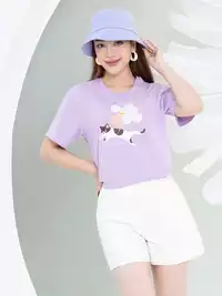 Áo phông nữ phom rộng in hình bóng bay