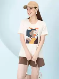 Áo phông nữ phom rộng in hình 7 màu