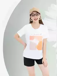 Áo phông nữ phom rộng in hình họa tiết