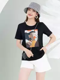 Áo phông nữ phom rộng in hình 7 màu