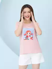 Áo phông nữ phom rộng in hình công chúa