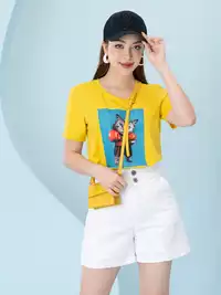 Áo phông nữ phom rộng in hình mèo