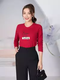 Áo thun nữ dài tay in chữ Begin Today