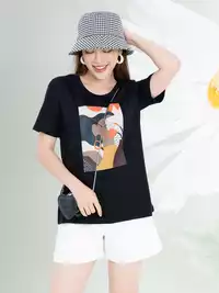 Áo phông nữ phom rộng in hình 7 màu