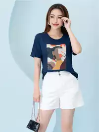 Áo phông nữ phom rộng in hình 7 màu