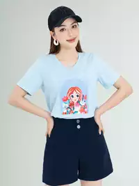 Áo phông nữ phom rộng in hình công chúa